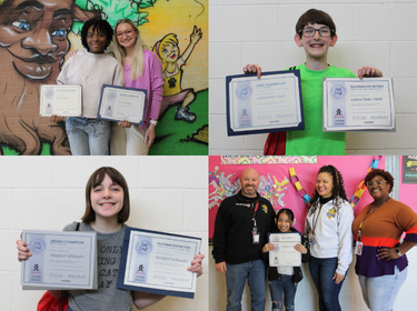 collage of students with paper awards